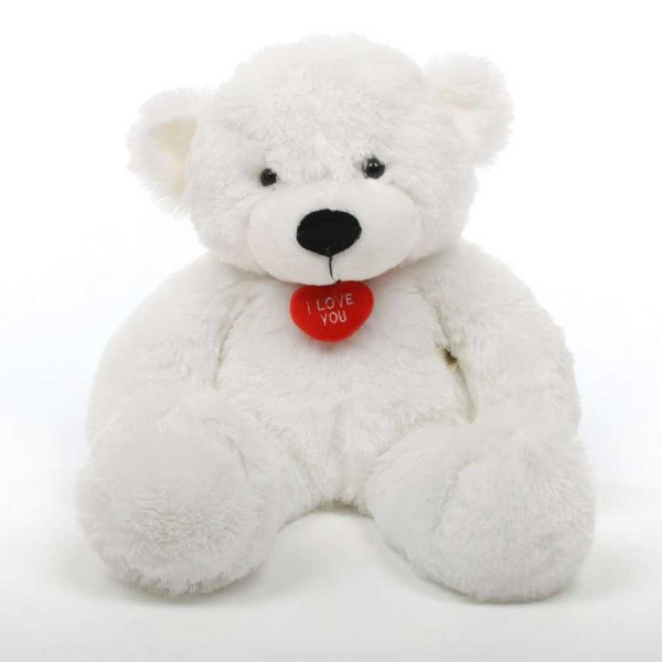 2 feet big white teddy bear with red neck I Love You Heart